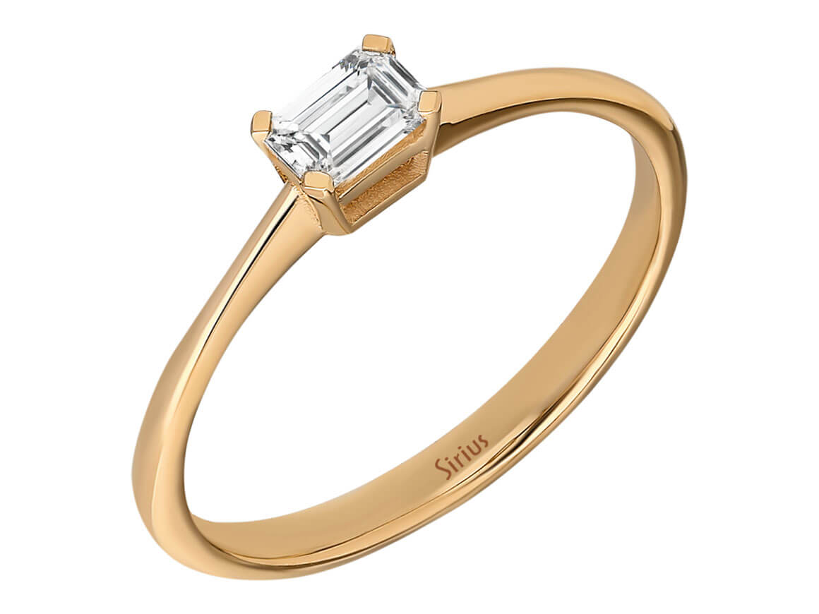 0,30 Karat Emerald Schliff Diamant Solitaire Ring - handgefertigter Diamantschmuck aus Feingold | Sirius Diamant