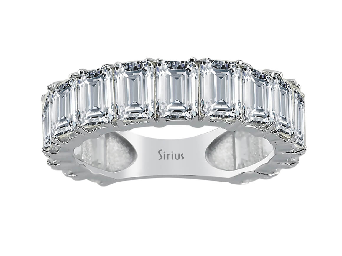 Emerald Schliff Diamanten Memory Ring in Weißgold - handgefertigter Diamantschmuck aus Feingold | Sirius Diamant
