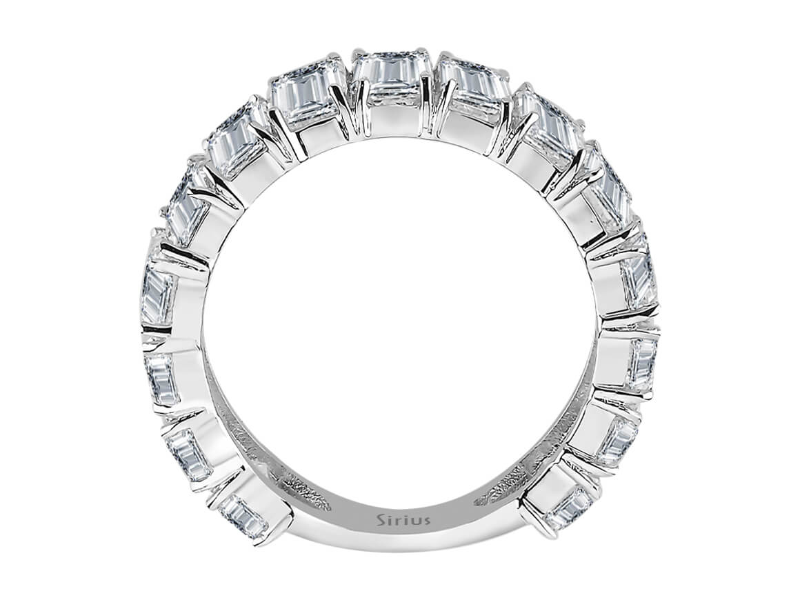 Emerald Schliff Diamanten Memory Ring in Weißgold - handgefertigter Diamantschmuck aus Feingold | Sirius Diamant