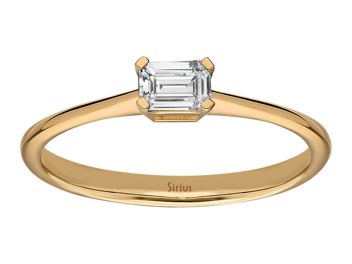 0,30 Karat Emerald Schliff Diamant Solitaire Ring - handgefertigter Diamantschmuck aus Feingold | Sirius Diamant
