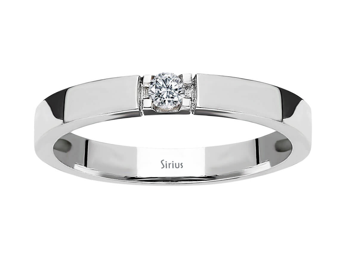 Bague solitaire en or blanc 14 carats avec diamant de 0,08 carat