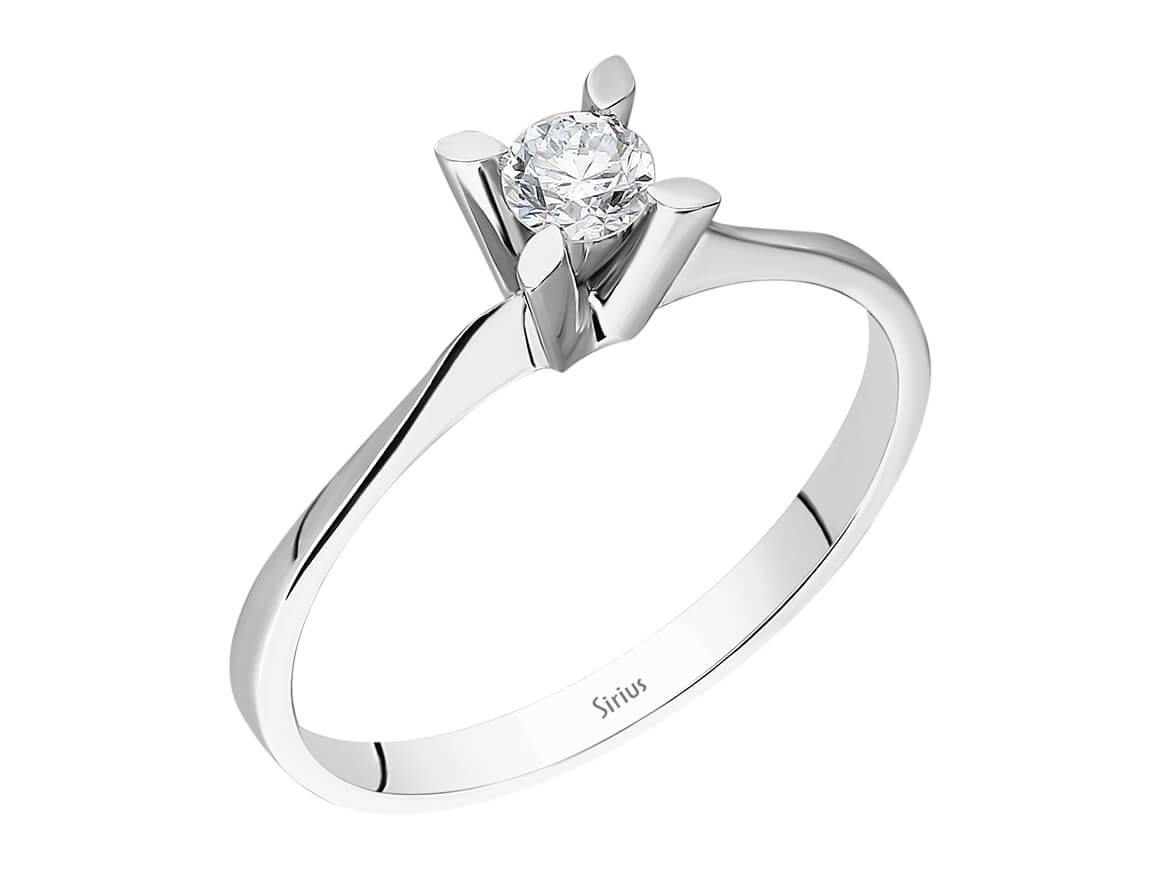 0.17 carat diamond solitaire ring in 8 K white gold