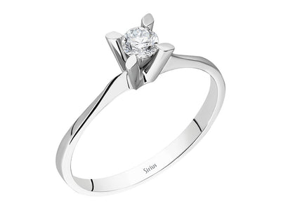 0.17 carat diamond solitaire ring in 8 K white gold