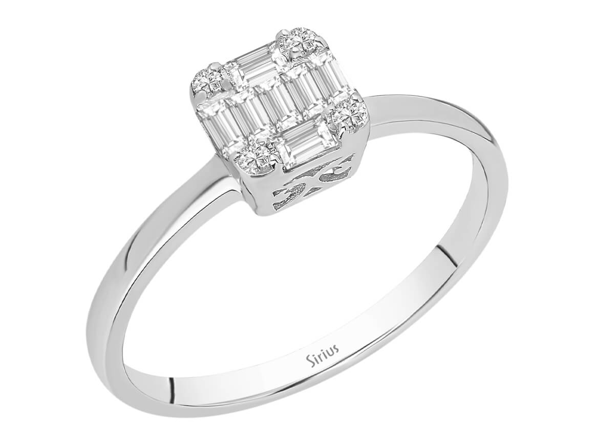 0,22 Karat Diamant Baguette Ring - handgefertigter Diamantschmuck aus Feingold | Sirius Diamant