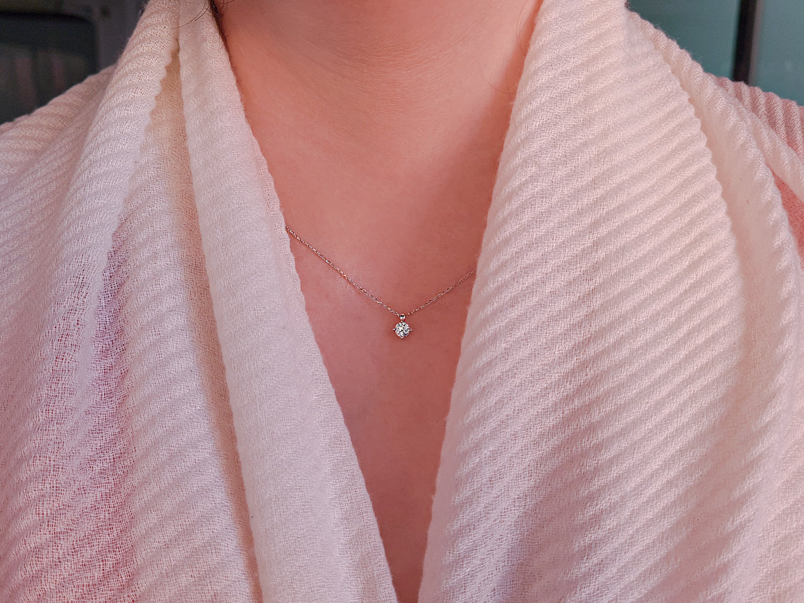 0,30 Ct. Solitär Diamant Collier in 585er 14K Weißgold - handgefertigter Diamantschmuck aus Feingold | Sirius Diamant