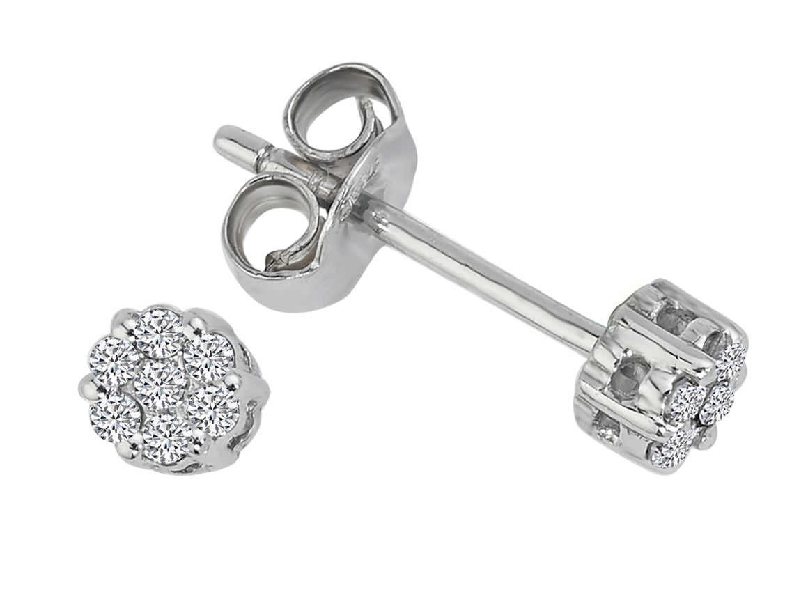 0,13 Gesamtkarat Diamant Solitaire Ohrstecker in 333er 8 Karat Weißgold - handgefertigter Diamantschmuck aus Feingold | Sirius Diamant