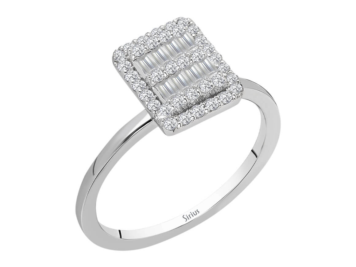 F Farbe 0,38 Carat Diamant Baguette Ring - handgefertigter Diamantschmuck aus Feingold | Sirius Diamant