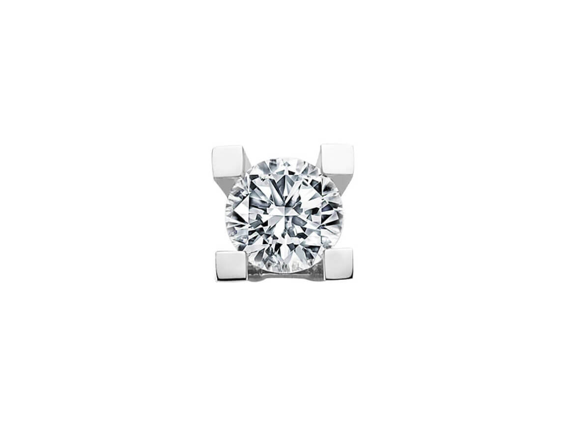0.38 carat diamond solitaire men's earring in 14 carat white gold 