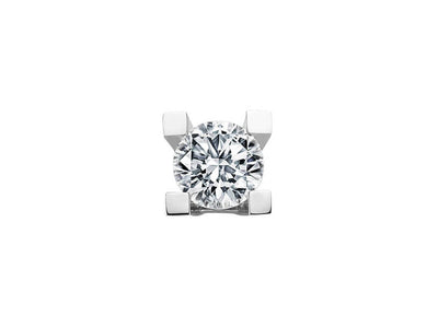 0.38 carat diamond solitaire men's earring in 14 carat white gold 