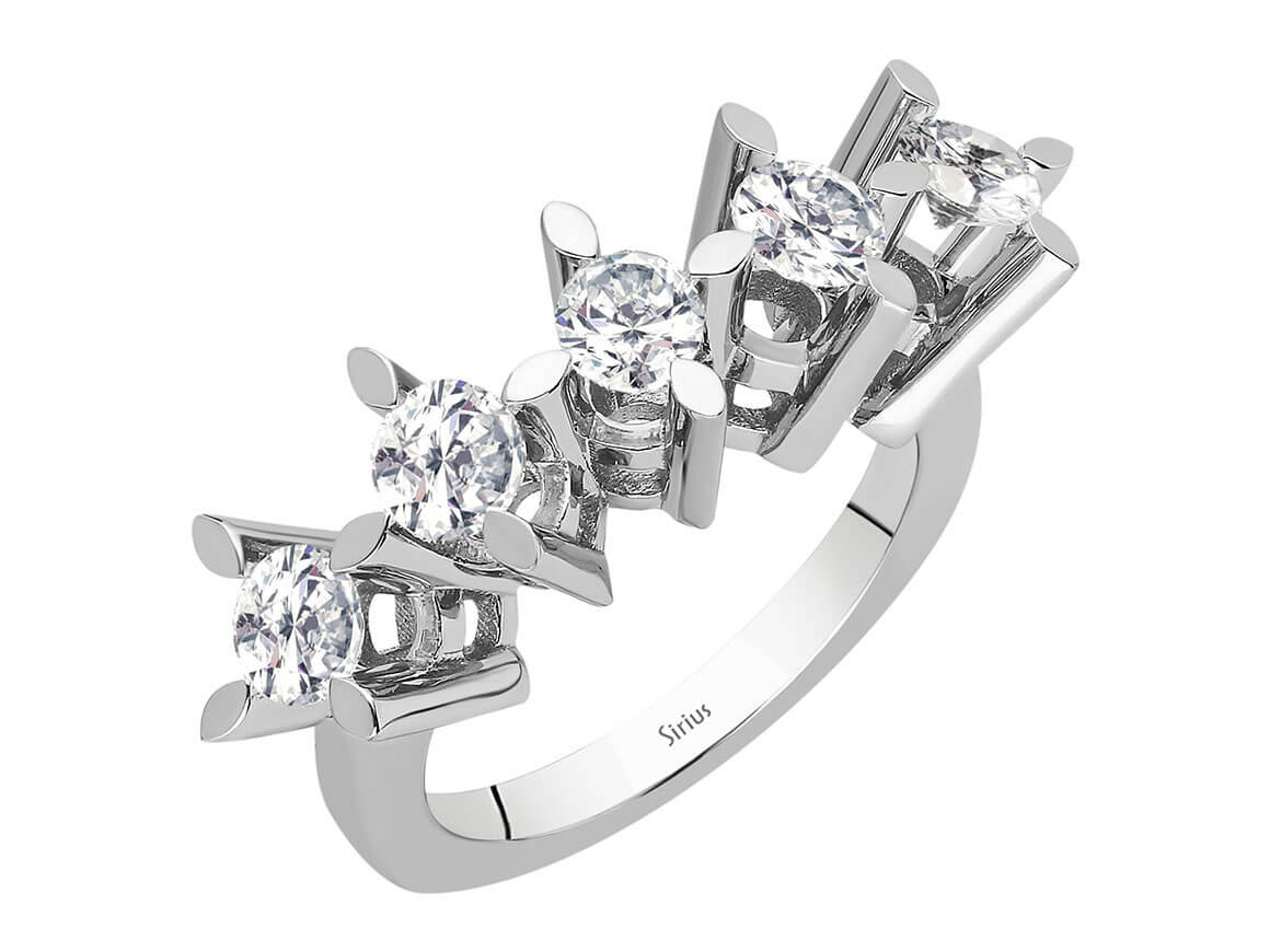 1,20 Carat Diamant 5 Diamanten Allianz - handgefertigter Diamantschmuck aus Feingold | Sirius Diamant