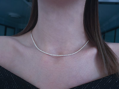 Collier tennis en or blanc 585 14 carats avec diamants de 1,24 carat