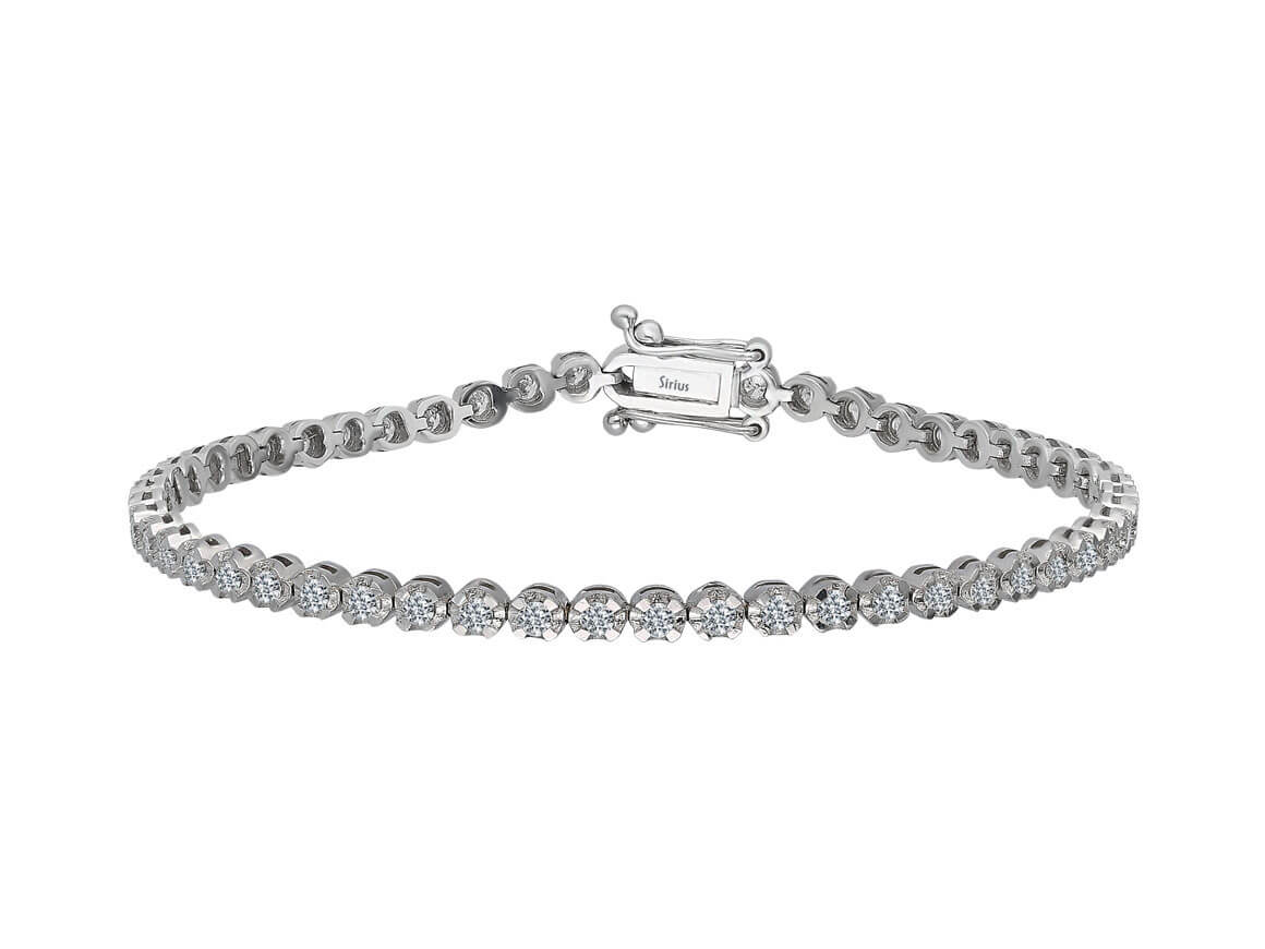 1,80 Carat Diamant Tennis Armband in 14 K Weißgold - handgefertigter Diamantschmuck aus Feingold | Sirius Diamant