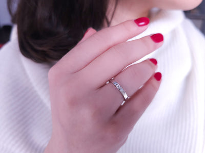 Bague solitaire en or blanc 14 carats avec diamant de 0,08 carat