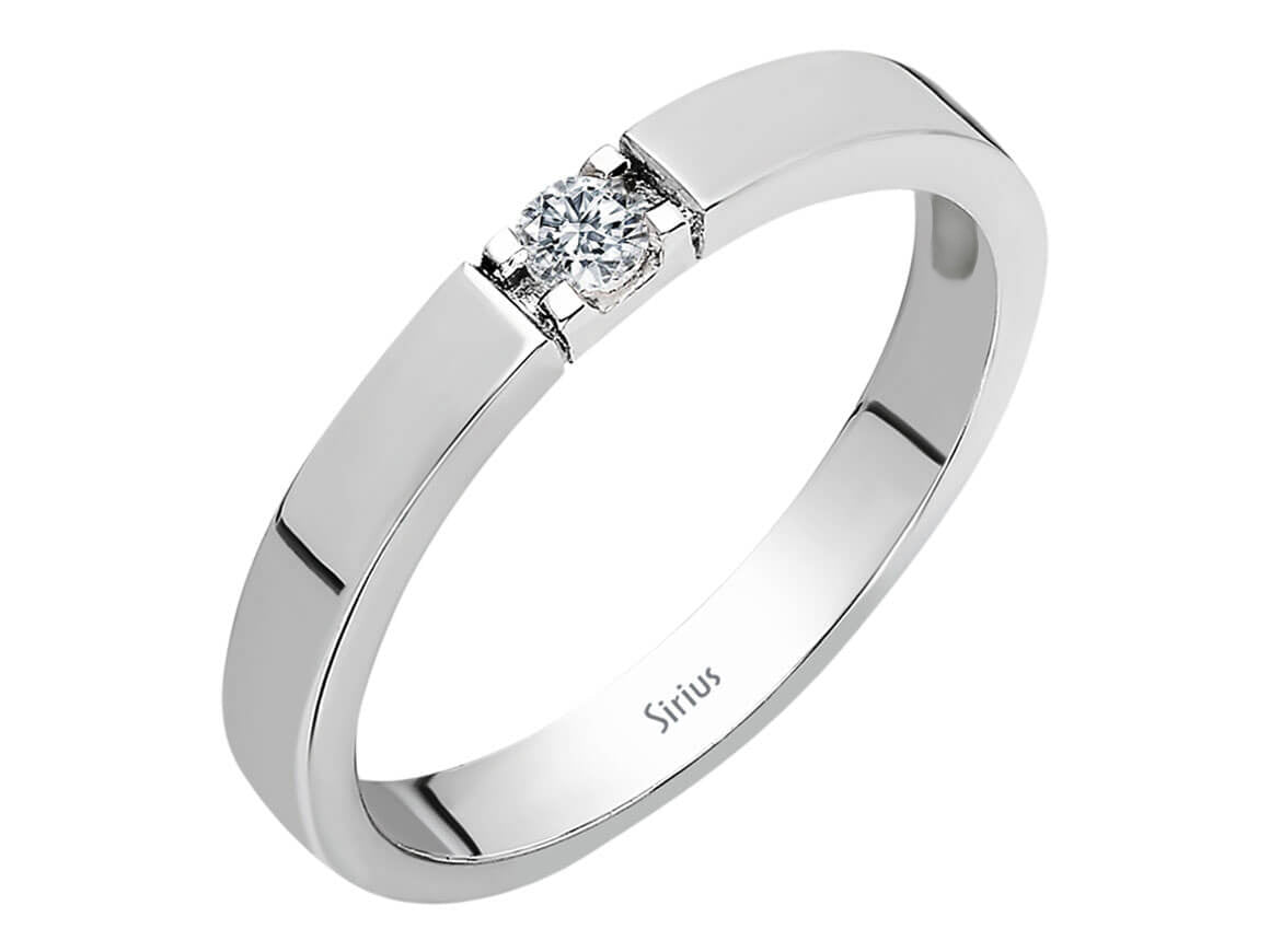 0,08 Carat Diamant Solitär Ring in 14 Karat Weissgold - handgefertigter Diamantschmuck aus Feingold | Sirius Diamant