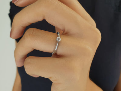 0.13 carat diamond solitaire ring in 14 carat white gold