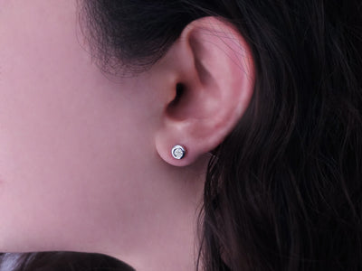 F color 0.14 carat stud earrings in 585 14K white gold