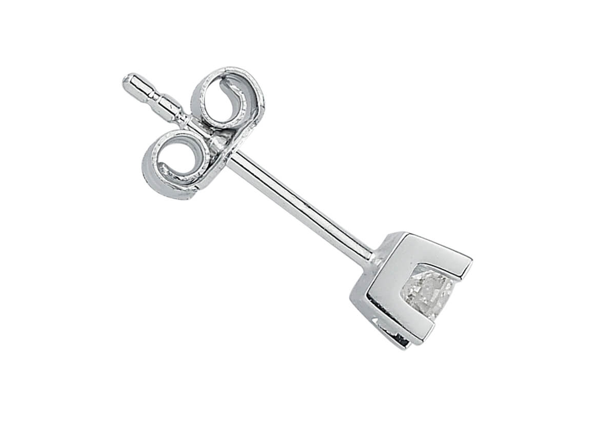 F-Farbe 0,15 Karat Diamant-Solitaire-Herrenohrring - handgefertigter Diamantschmuck aus Feingold | Sirius Diamant