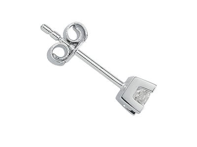 F Color 0.15 Carat Diamond Solitaire Men's Earring
