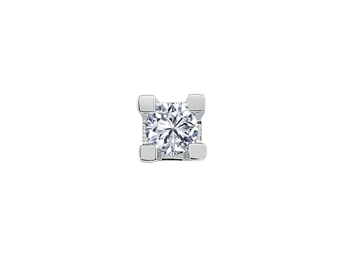 F Color 0.15 Carat Diamond Solitaire Men's Earring