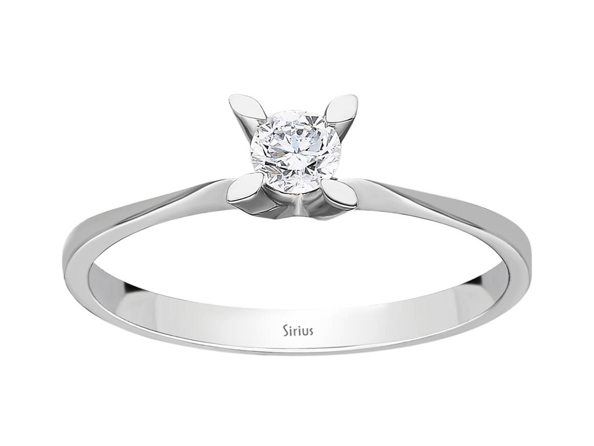 0.17 carat diamond solitaire ring in 8 K white gold