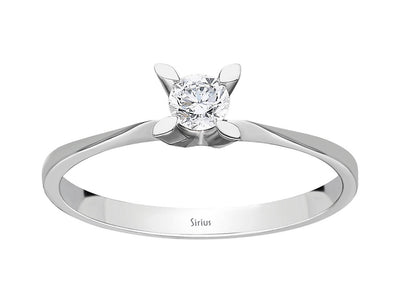0.17 carat diamond solitaire ring in 8 K white gold