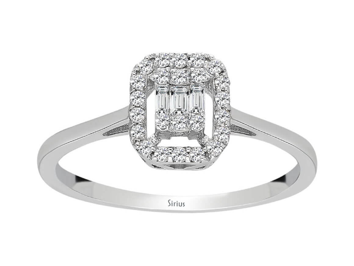 F Farbe 0,18 Carat Baguette Diamant Ring - handgefertigter Diamantschmuck aus Feingold | Sirius Diamant