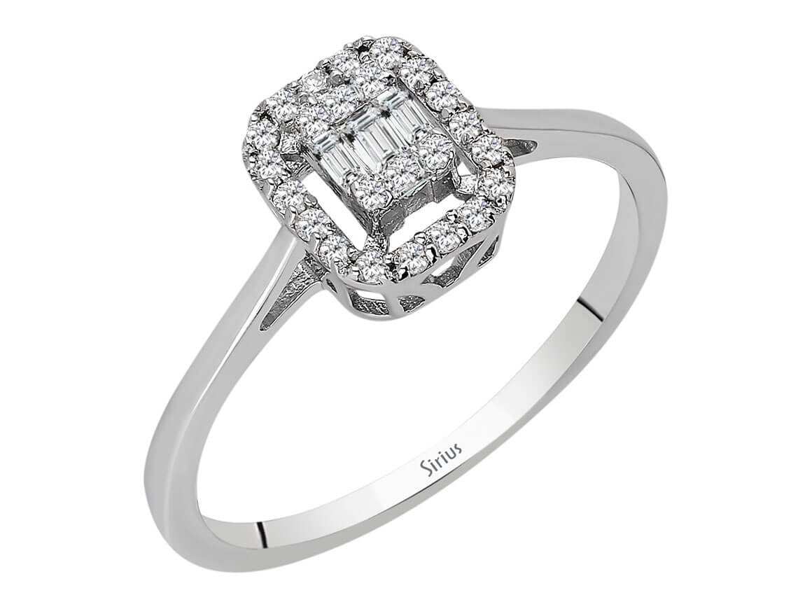 F Farbe 0,18 Carat Baguette Diamant Ring - handgefertigter Diamantschmuck aus Feingold | Sirius Diamant