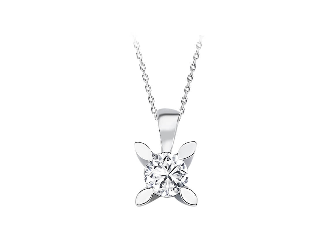 F-Farbe 0,18 Karat Diamant-Solitaire-Halskette - handgefertigter Diamantschmuck aus Feingold | Sirius Diamant