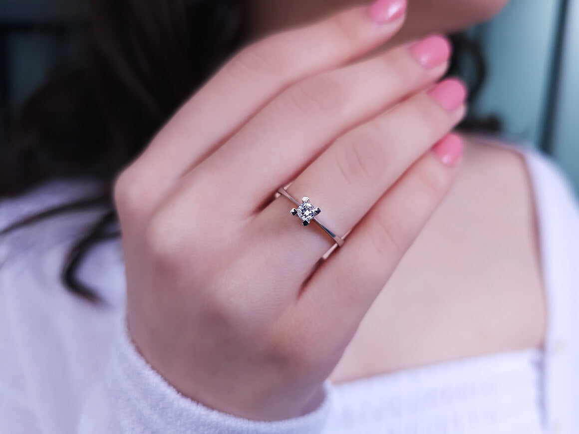 Bague solitaire en diamant de 0,18 carat