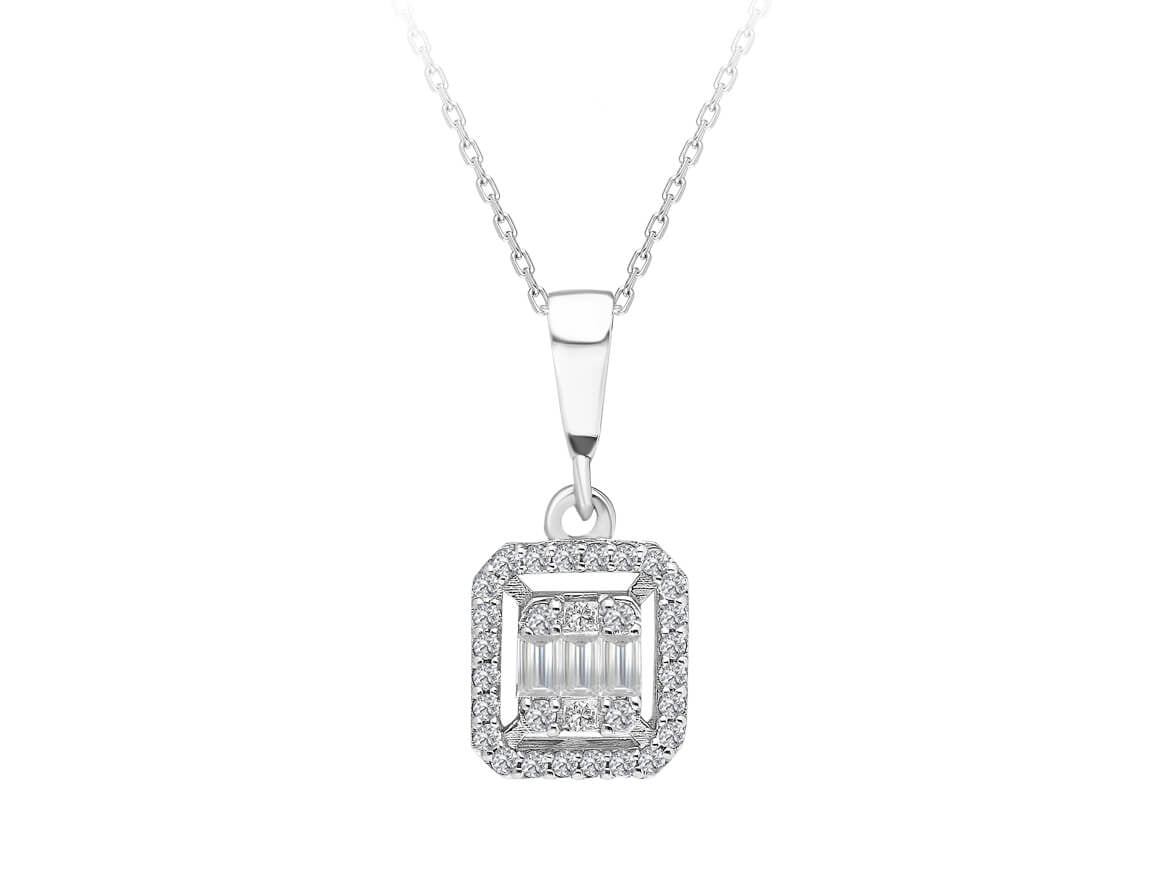 0.21 carat diamond baguette necklace
