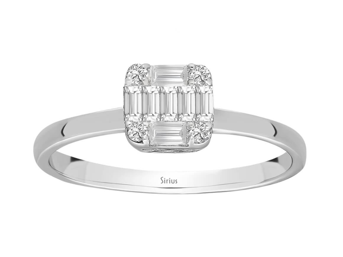 0,22 Karat Diamant Baguette Ring - handgefertigter Diamantschmuck aus Feingold | Sirius Diamant