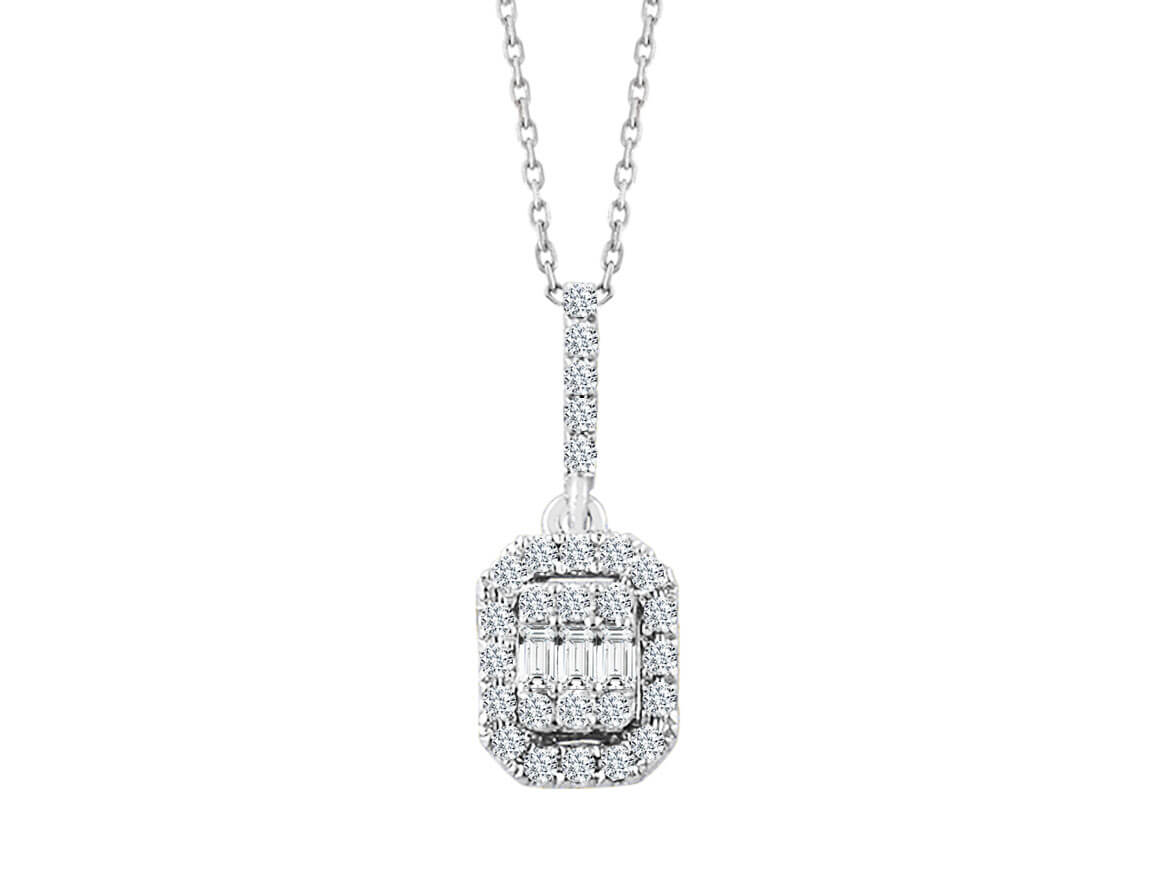0,23 Carat Baguette Diamant Collier - handgefertigter Diamantschmuck aus Feingold | Sirius Diamant