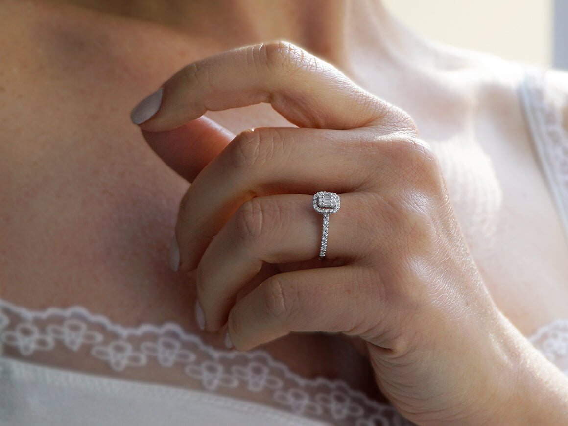 0,28 Carat Baguette Diamant Ring
