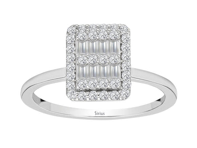 F Color 0.38 Carat Diamond Baguette Ring