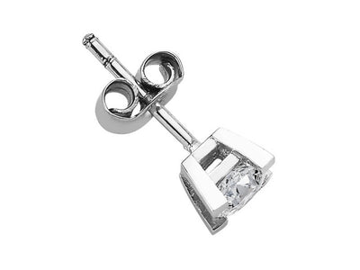 0.38 carat diamond solitaire men's earring in 14 carat white gold 