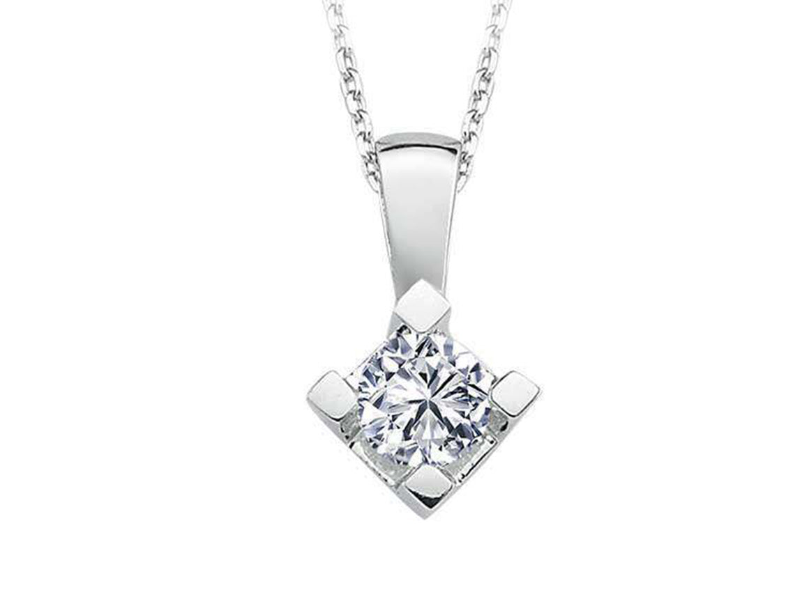 F Color 0.40 Carat Diamond Solitaire Necklace