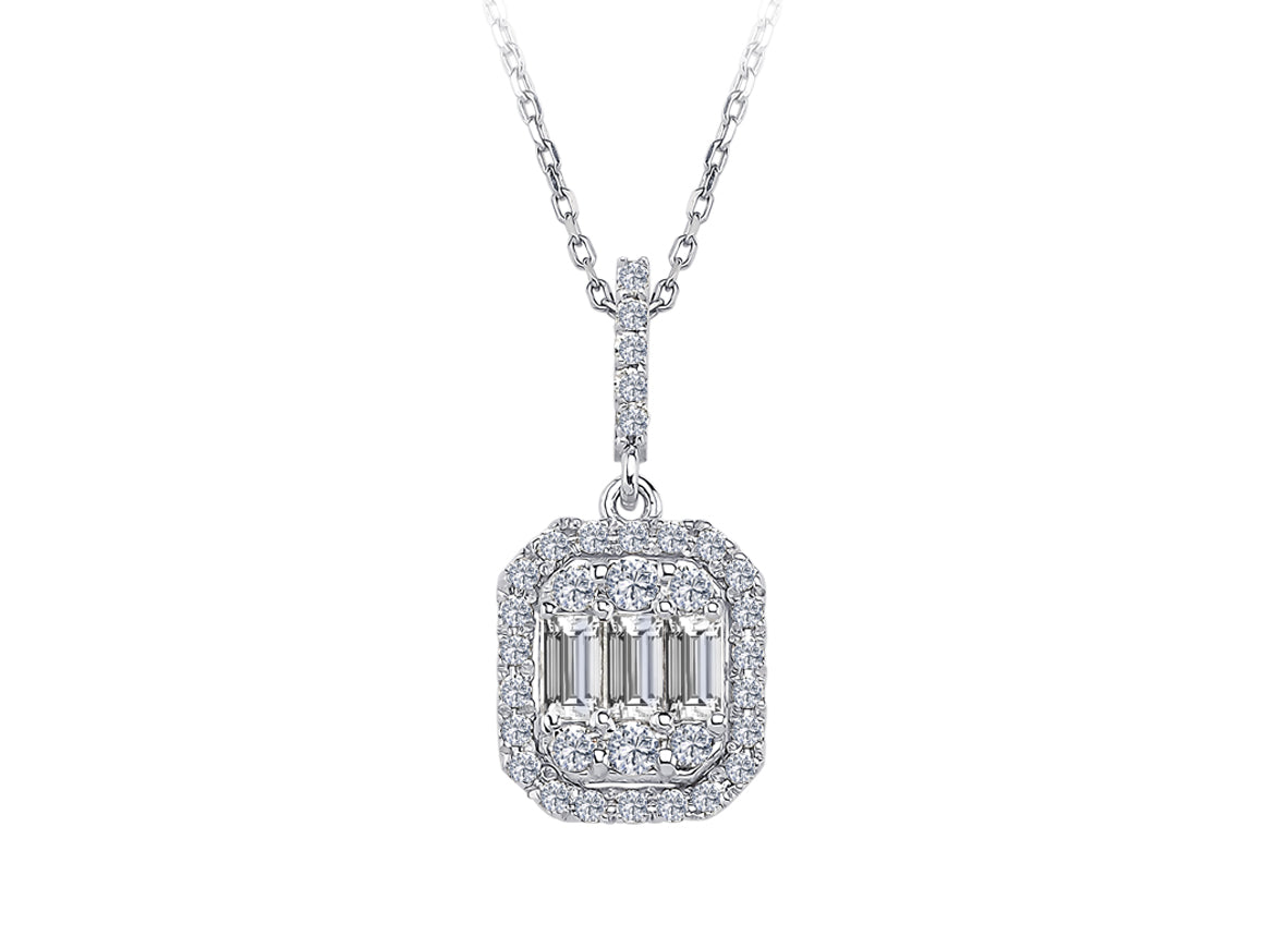 F-Farbe 0,43 Karat Baguette-Diamant-Halskette - handgefertigter Diamantschmuck aus Feingold | Sirius Diamant