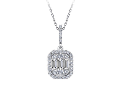 F-color 0.43 carat baguette diamond necklace