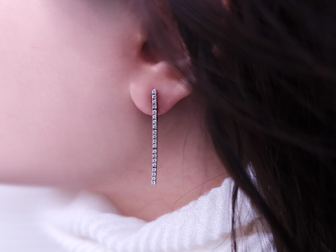 Boucles d'oreilles tennis en or blanc 14 carats avec diamants de 0,47 carat