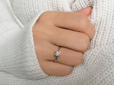 F color 0.50 carat diamond solitaire ring