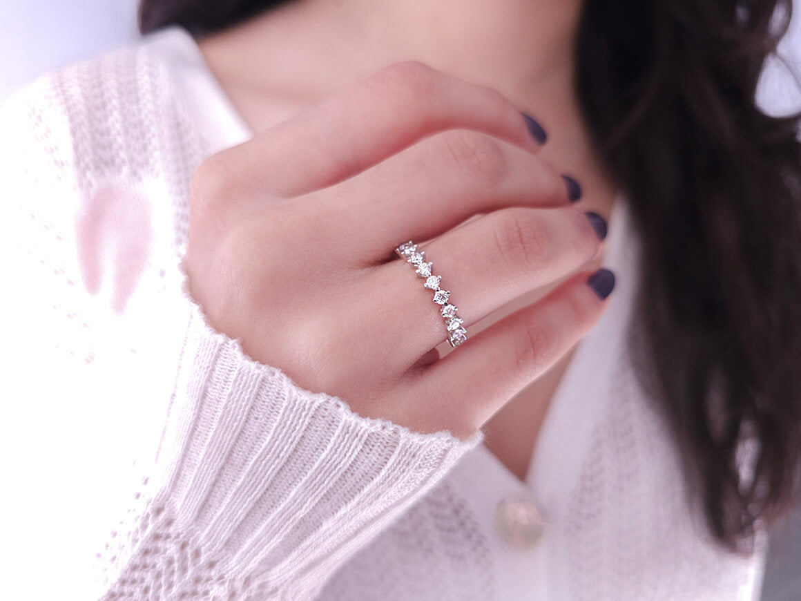F-Farbe 0,50 Karat Diamant-Halbrundring