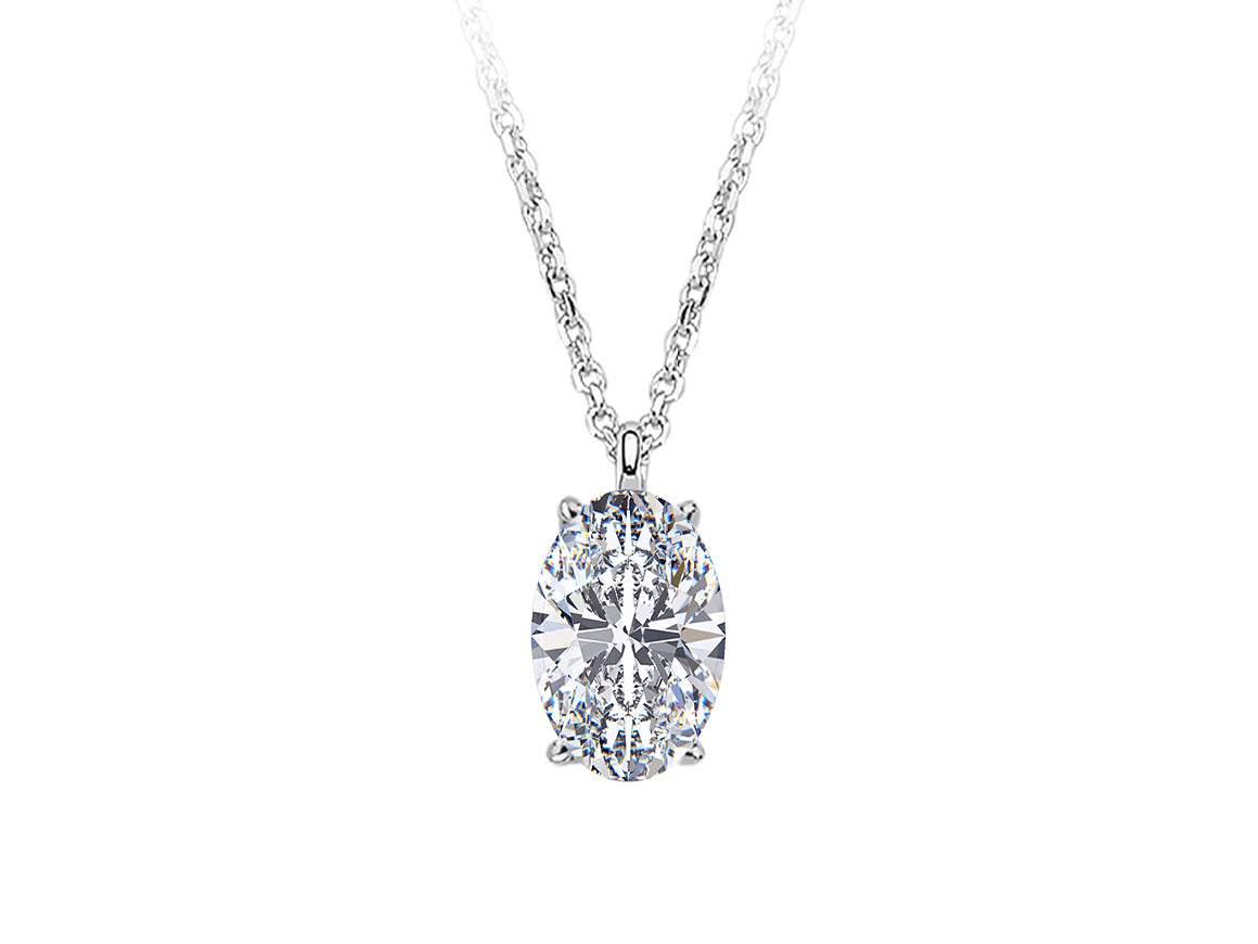 F Color 0.70 Carat Oval Cut Diamond Solitaire Necklace