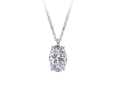 F Color 0.70 Carat Oval Cut Diamond Solitaire Necklace