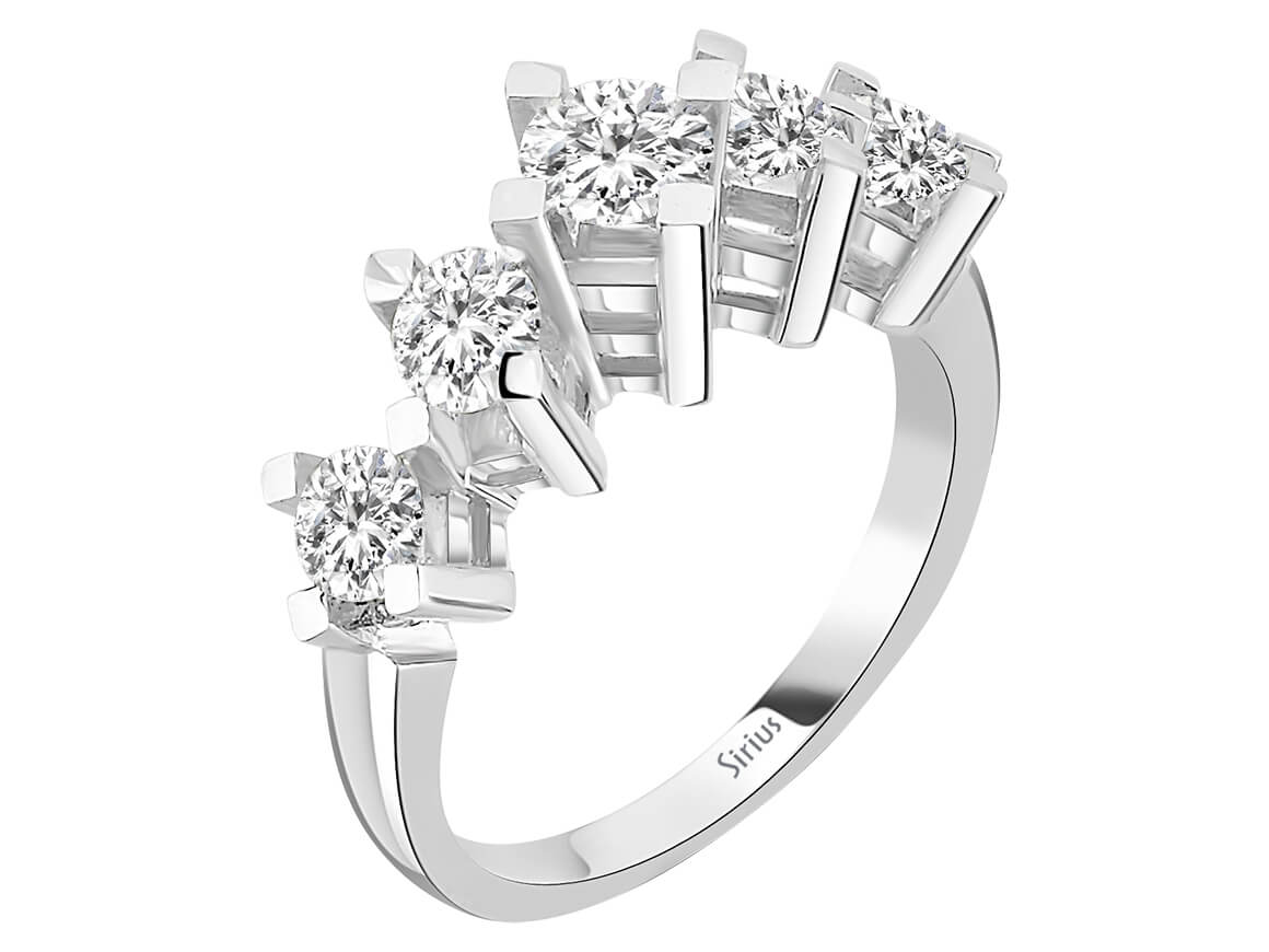 F-Farbe 1 Karat Diamant-5-Stein-Ring - handgefertigter Diamantschmuck aus Feingold | Sirius Diamant