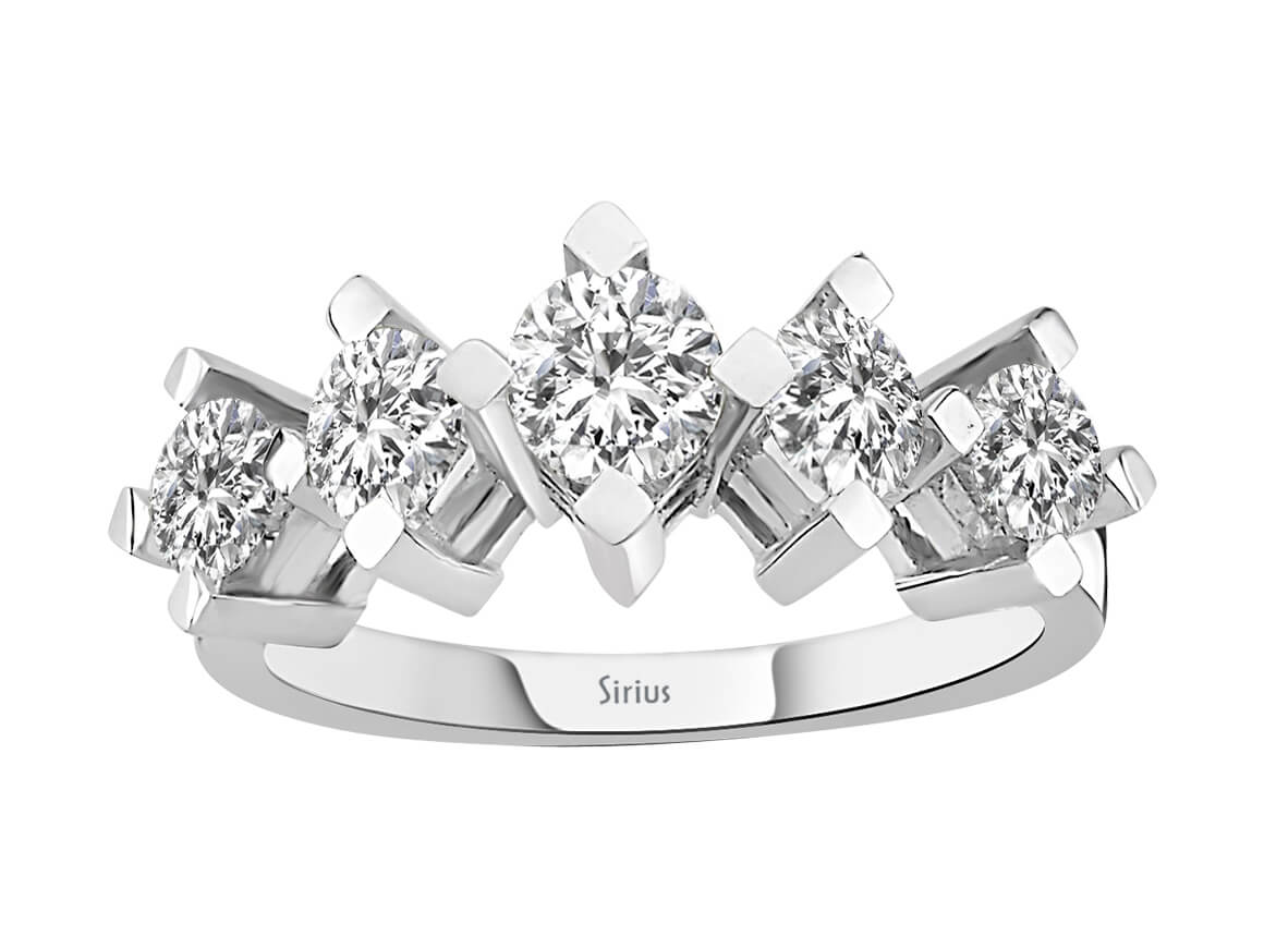 F Color 1 Carat Diamond 5 Stone Ring