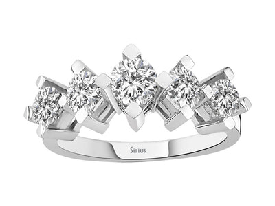 F Color 1 Carat Diamond 5 Stone Ring