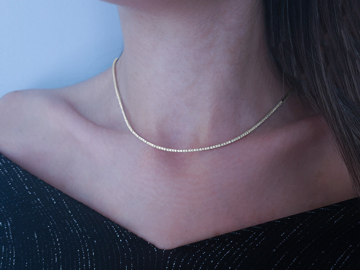 Collier tennis en or blanc 585 14 carats avec diamants de 1,24 carat