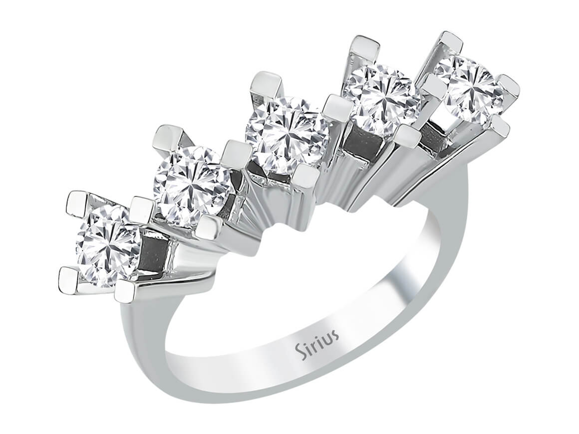 F Farbe 1,50 Karat Diamant-5-Stein-Ring - handgefertigter Diamantschmuck aus Feingold | Sirius Diamant