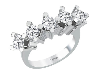 F Color 1.50 Carat Diamond 5 Stone Ring