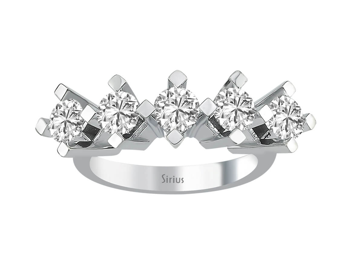 F Farbe 1,50 Karat Diamant-5-Stein-Ring - handgefertigter Diamantschmuck aus Feingold | Sirius Diamant